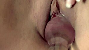 two sexy brunettes in stockings explore each other playfully