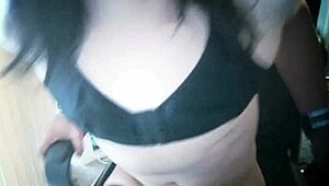 pretty amateur shemale with muscular legs and natural tits strokes her cock masked on webcam closeup cumshot