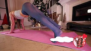 hot yoga stretches in see-through leggings show off my wet pussy 😏 hannahjames710