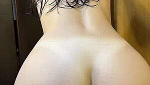 curvy teen roommate steps straight out of the shower bent over for rough doggystyle