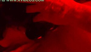 Wife blindfolded gives chubby deepthroat blowjob close-up swallows cum side view