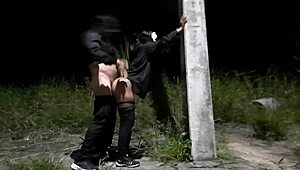 pro slut takes big black cock anal creampie on street voyeur style