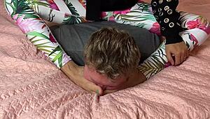 asian goddess crushes slave with brutal foot wrestling?