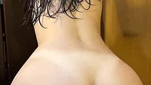 curvy teen roommate steps straight out of the shower bent over for rough doggystyle