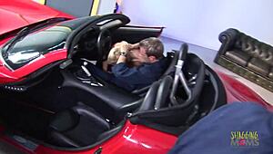 blonde milf needs two cocks to cum on sofa