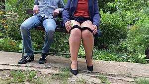 wanna see my sexy mother-in-law flash her wet pussy in the public park?