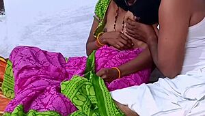 check out this desi village couple pressing boobs before doggy creampie fuck in their ranch home