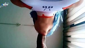 in rei ayanami cosplay i suck huge black cock backstage then cum fills my tight bodysuit