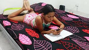 Colombian stepsis from school begs for doggystyle pounding help!
