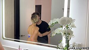 Fucking hot blonde Cas Summer's huge natural big tits bounce doggystyle rough