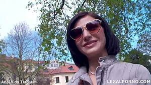 lina arian takes first double penetration gaping assfucking ball deep with cumshot swallow