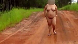pregnant wife strips naked on rural road feeling exposed