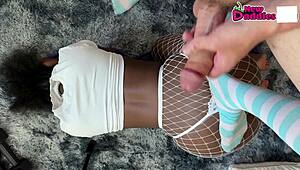 Hey, can you handle Deja Babe's big ass ebony MILF deepthroating monster BBC in lingerie? Newdaddies face fucks her hard!