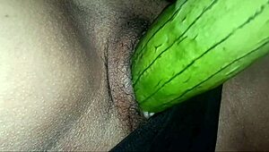 Pretty Pornstar Shaved Pussy Creampie Orgasm from Fruit Insertion Tight Wet Fuck