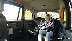 sexy blonde widow picks up dude in taxi for hardcore blowjob car sex handjob