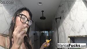 marica hase looks so sexy in lingerie 😍 masturbating her asian pussy in the mirror 💦