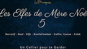 French femdom elves on leashes command dirty talk obedience in holiday fantasy scene