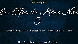 French femdom elves on leashes command dirty talk obedience in holiday fantasy scene