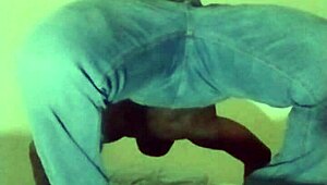 masturbating on new white bed spreading ass in jeans