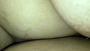 sucking my wifes huge natural tits big nipples cumshot explodes everywhere