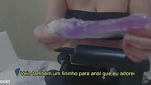 Woman tests new sex machine toy for intense orgasms - full vid link in comments