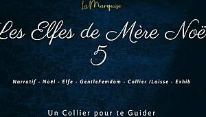 French femdom elves on leashes command dirty talk obedience in holiday fantasy scene