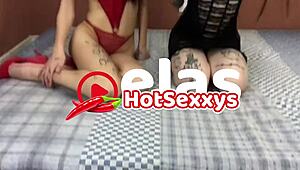 these young tight brazilian amateurs kiss hot before scissoring their wet pussies in homemade fun