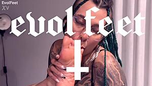 Their toe-sucking fetish escalates into wild lesbian domination and gagging frenzy.