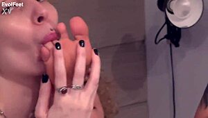 Their toe-sucking fetish escalates into wild lesbian domination and gagging frenzy.
