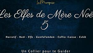 French femdom elves on leashes command dirty talk obedience in holiday fantasy scene