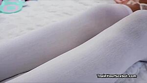 curious couple explores female bot with eager tag team