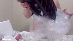 Woman tests new sex machine toy for intense orgasms - full vid link in comments