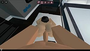 The horny roblox condo bot bends over for intense doggystyle pounding in virtual ecstasy
