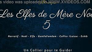 French femdom elves on leashes command dirty talk obedience in holiday fantasy scene