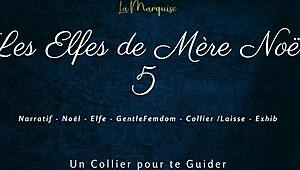 French femdom elves on leashes command dirty talk obedience in holiday fantasy scene