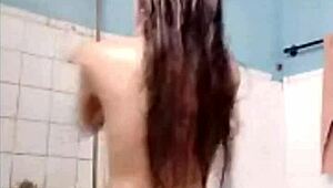 filipina amateur shaves her small tits body in shower then masturbates on web chat