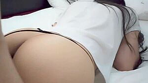 schoolgirl's shorts yanked down for motel ass pounding