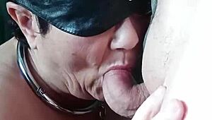 Marie the chained maid slut gets bent over pissed on and throated hard outdoors