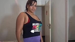 horny gym tease skips panties for wet fingering