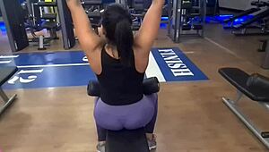 horny gym tease skips panties for wet fingering