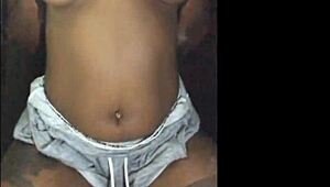 next door black ebony milf cougar in shorts flashes her huge saggy puffy tits nipples preview