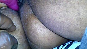 hey check out this sexy ebony bbw amateur spreading her hairy beaver pussy with vibrator toy solo