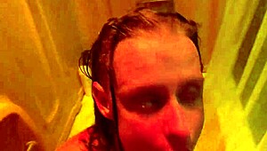 gaggin deep on stranger cock then piss shower tits fucked