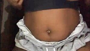 next door black ebony milf cougar in shorts flashes her huge saggy puffy tits nipples preview