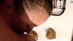 2470tec's french amateur slips into satin stockings and heels to fuck lick asshole and suck dick