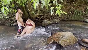 😍 Amazing hot Latina asks for deep river fuck outdoors with her big ass bouncing! 🌊🍑💦