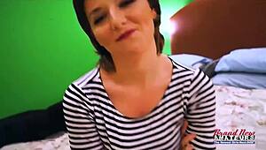 petite brunette kylie gags on monster cock with sloppy rimjob before swallowing cum