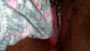 my virgin wife spreads pussy lips for first deep penetration.