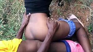 Don't stop pounding this big ass ebony pussy doggystyle creampie closeup