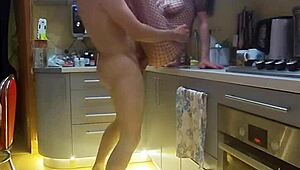 Real couple practices kissing and touching in stockings for upcoming casting interview.